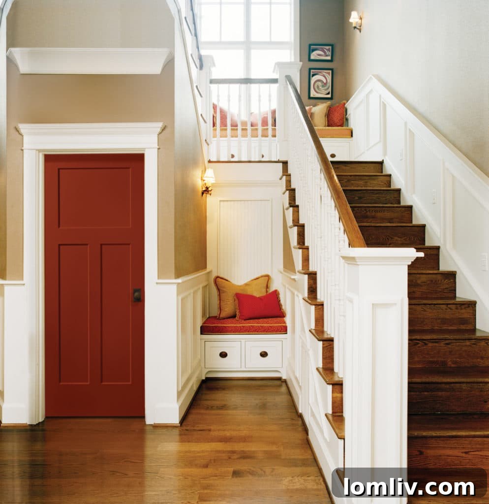 Modern style red entry door with sidelights