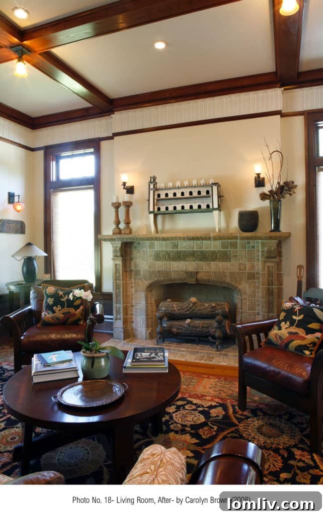 After restoration: The living room of the Parks Estate, a testament to meticulous preservation.