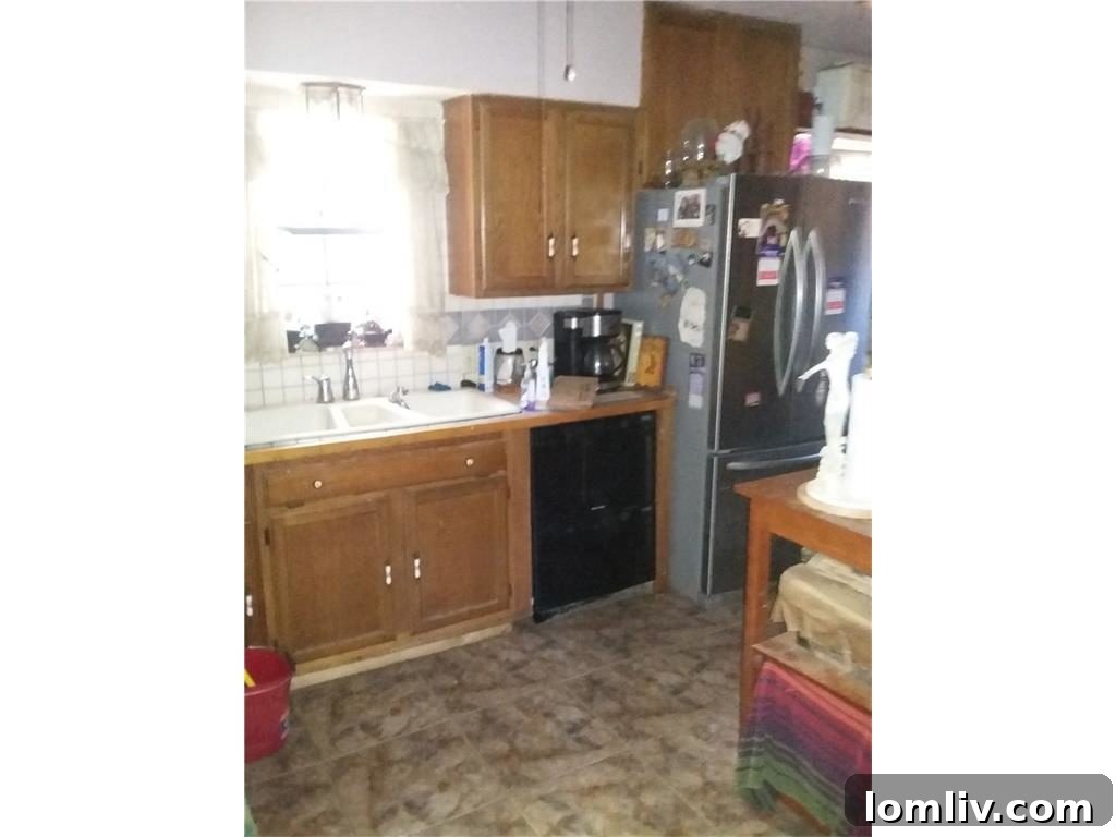 Cluttered kitchen space, demonstrating the critical need for decluttering before professional photography