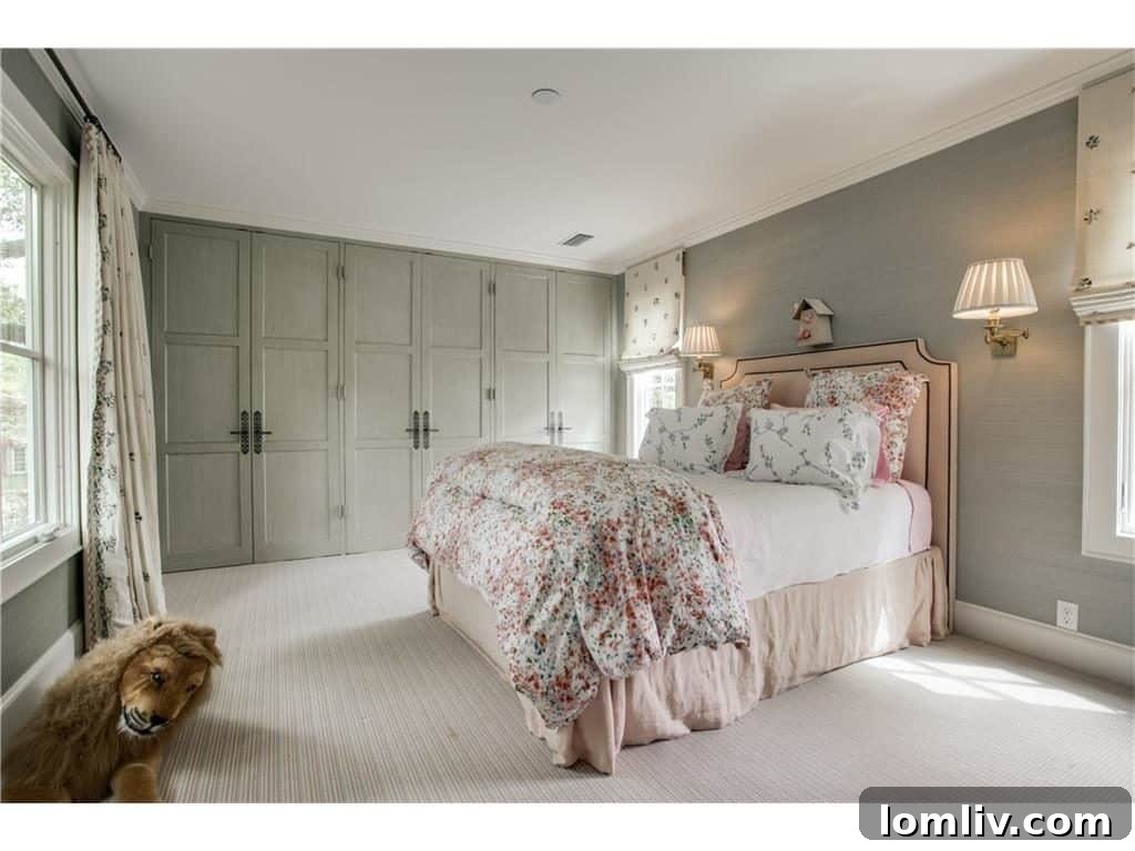 Greenway Parks Reimagined: A Designer's Modern Traditional Vision 16 Glazed Closet Doors Matching Grasscloth Walls