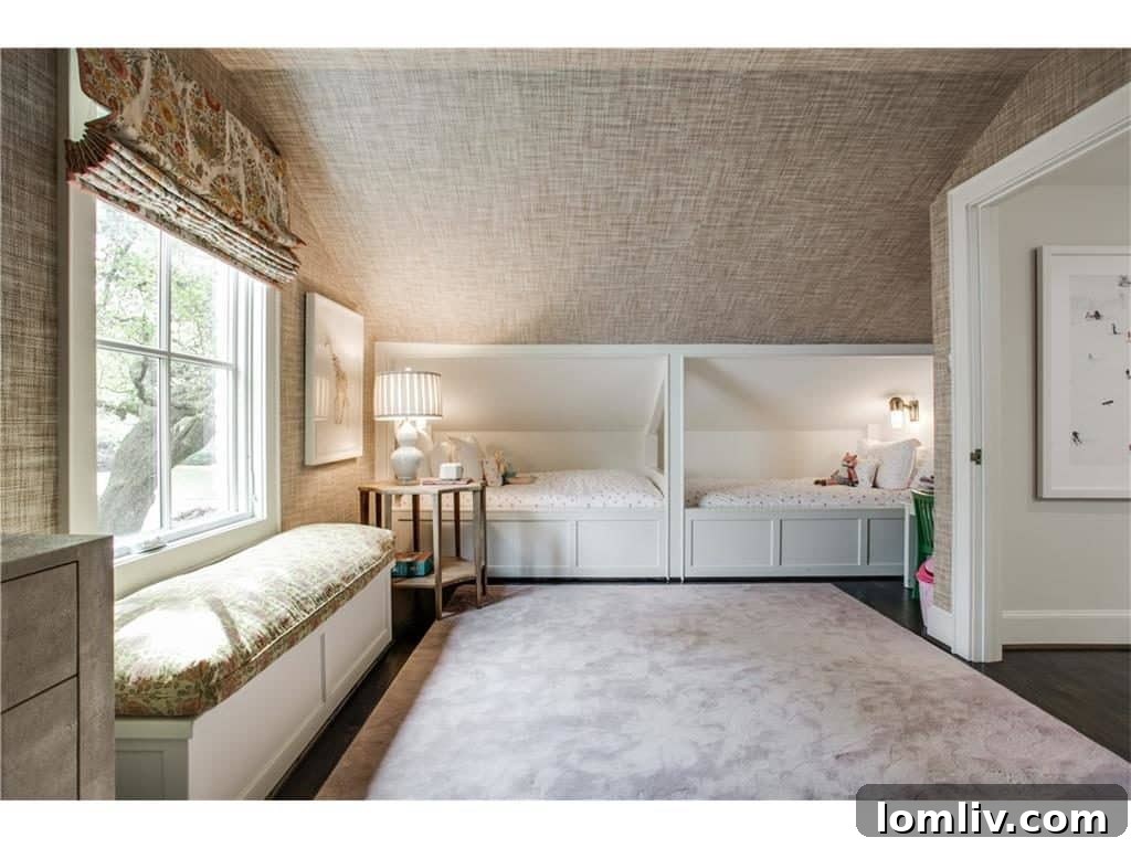 Greenway Parks Reimagined: A Designer's Modern Traditional Vision 20 Cozy Bunk Bedroom with Pitched Ceiling - 5319 Nakoma