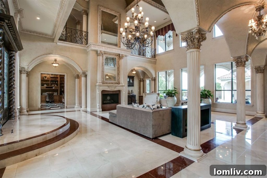 Lush courtyard of the Mediterranean estate