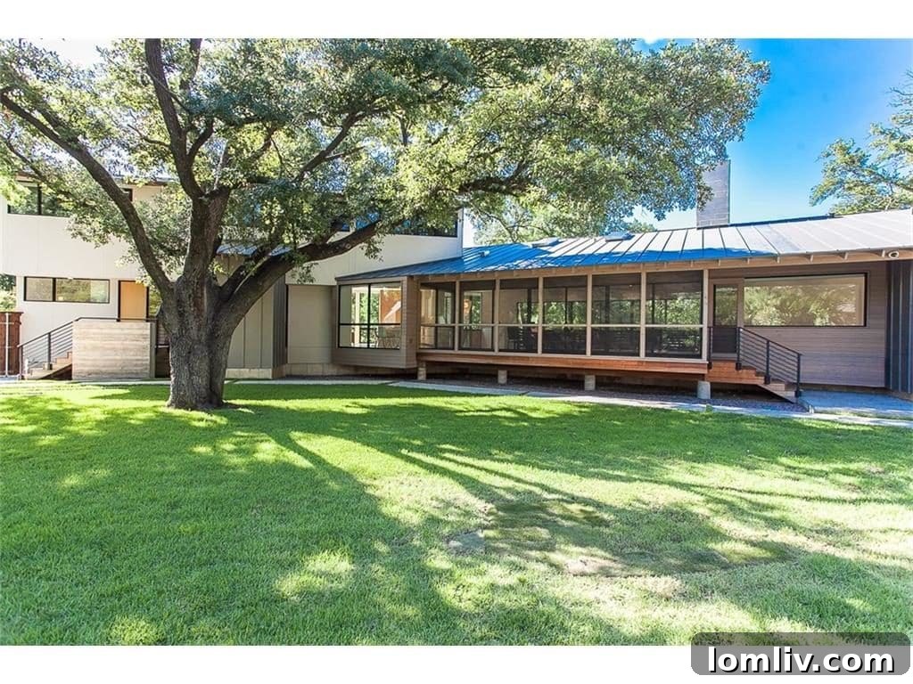 Sleek modern profile from the backyard of 7126 N. Janmar Drive