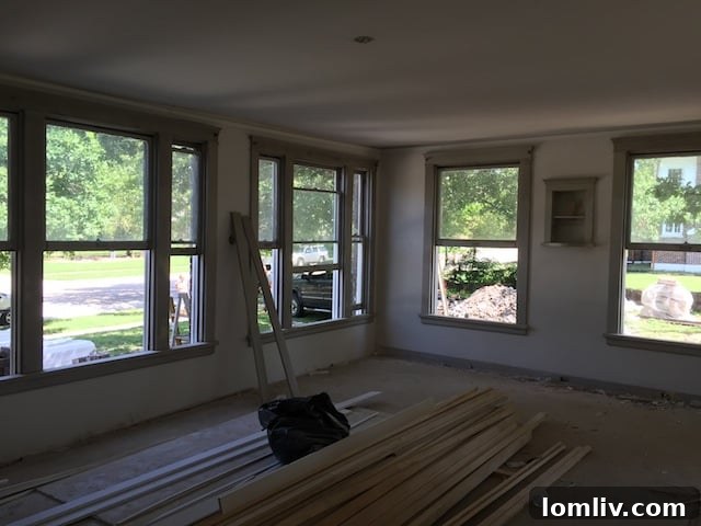 Close-up of historical trim work being restored at 2300 Willing Avenue