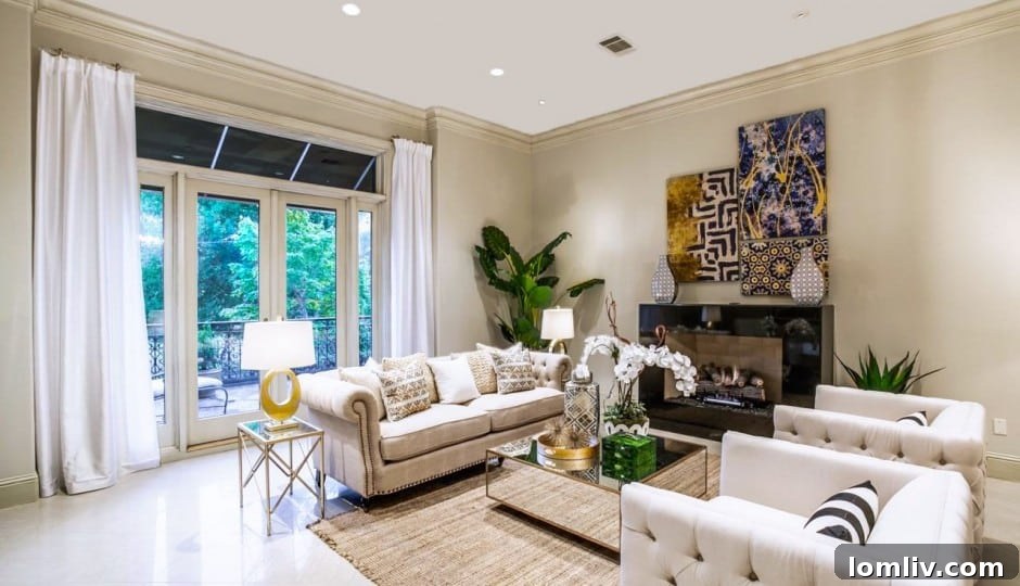 Spacious Living Area with High Ceilings