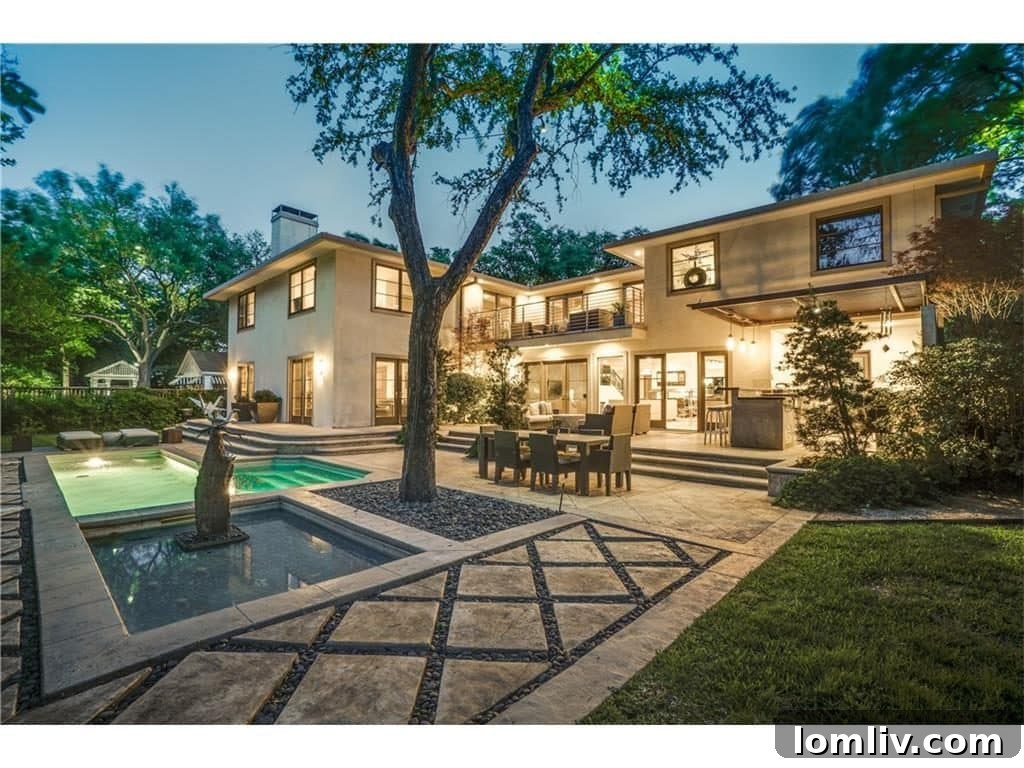 Lush landscape design by Jerry Walkup of Walkup & Associates, enhancing the property's natural beauty