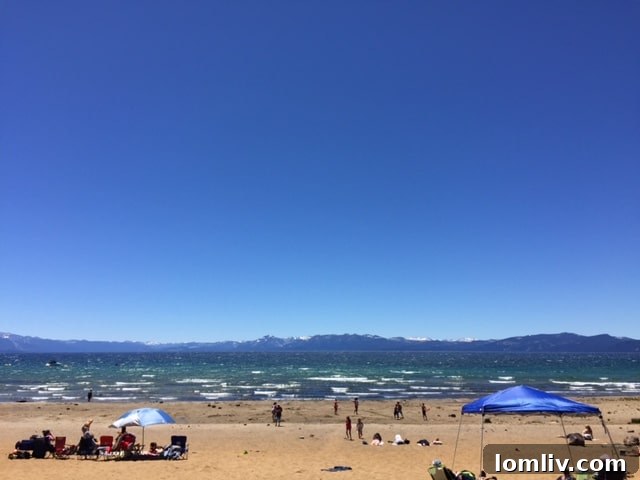Lake Tahoe's serene waters and mountains, a stark contrast to unfolding events.