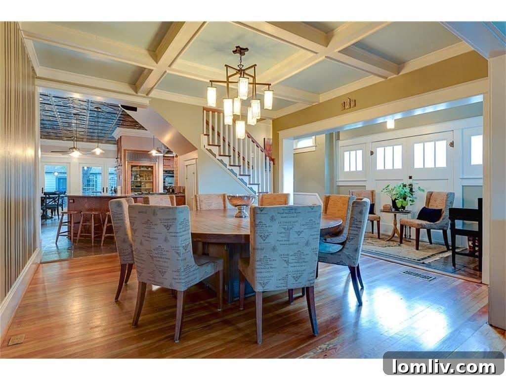 Elegant Dining Room with Coffered Ceilings at 701 S. Clinton Ave
