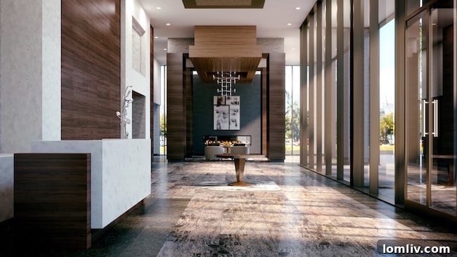 Windrose Tower at Legacy West: Over a Quarter of Units Sold in First Month 4 Elegant lobby design rendering for Windrose Tower