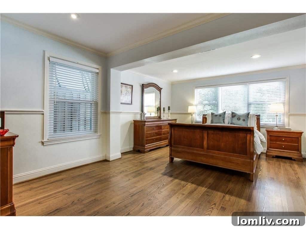 Detailed View of Hardwood Flooring and Architectural Archway
