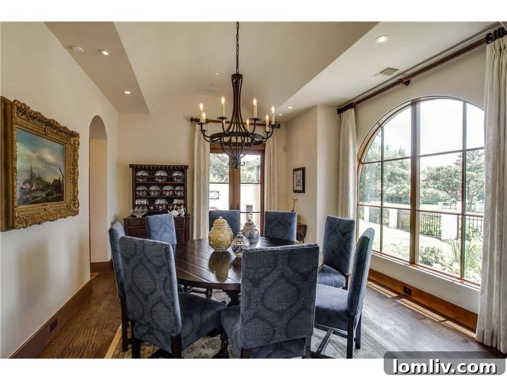 Family Room Featuring Triple Barrel Vault Ceiling and French Doors