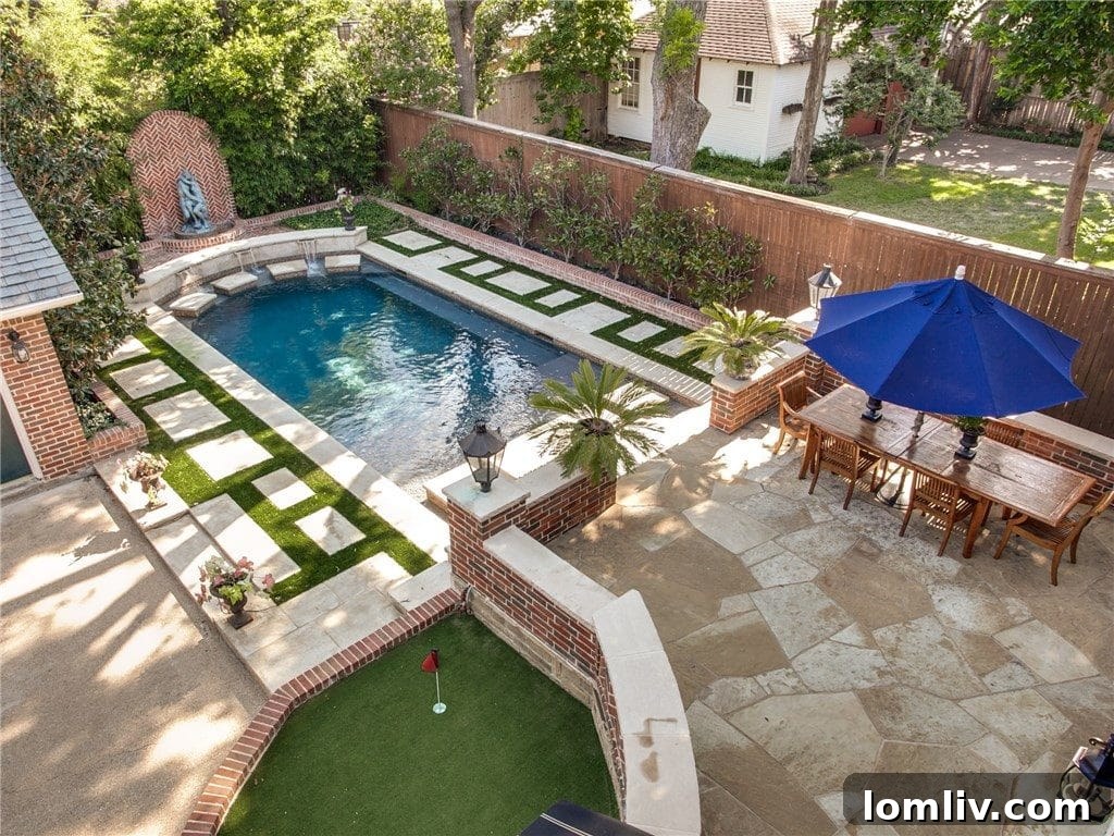 Backyard with Saltwater Pool and Putting Green