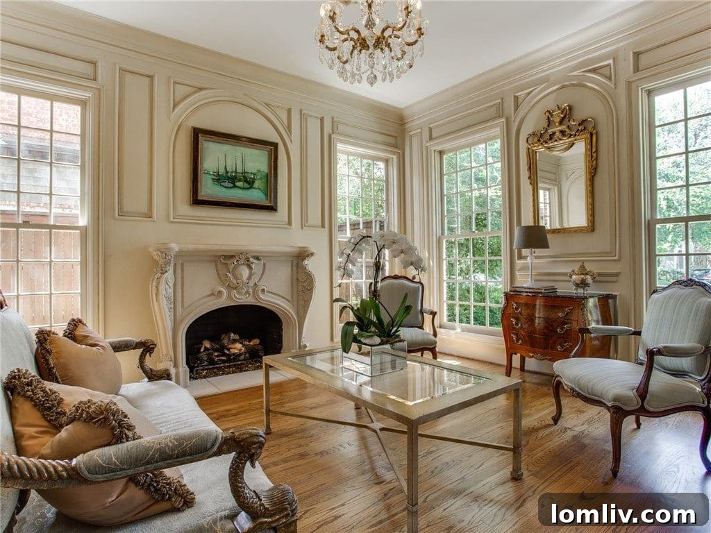 Formal Living Room with Fireplace and Grand Details
