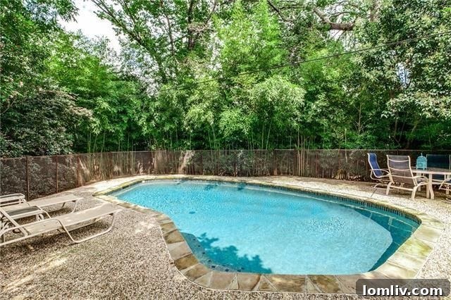 Lush backyard with saltwater swimming pool, perfect for relaxation