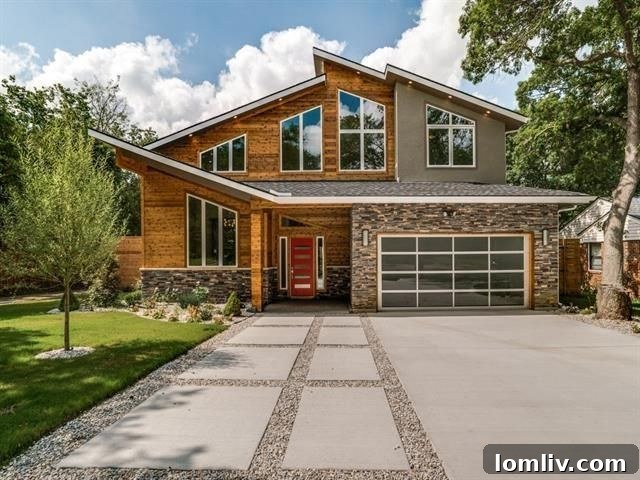 Striking exterior of new Midcentury-inspired home at 3772 Seguin Dr