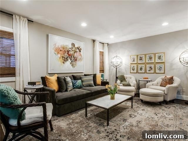 Architectural Excellence: Dallas Modern Townhome Tops Our Open House Guide 24 Inviting living area with original hardwoods