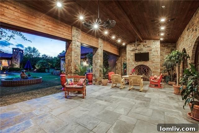 Luxurious swimming pool and outdoor living area at a Southlake estate