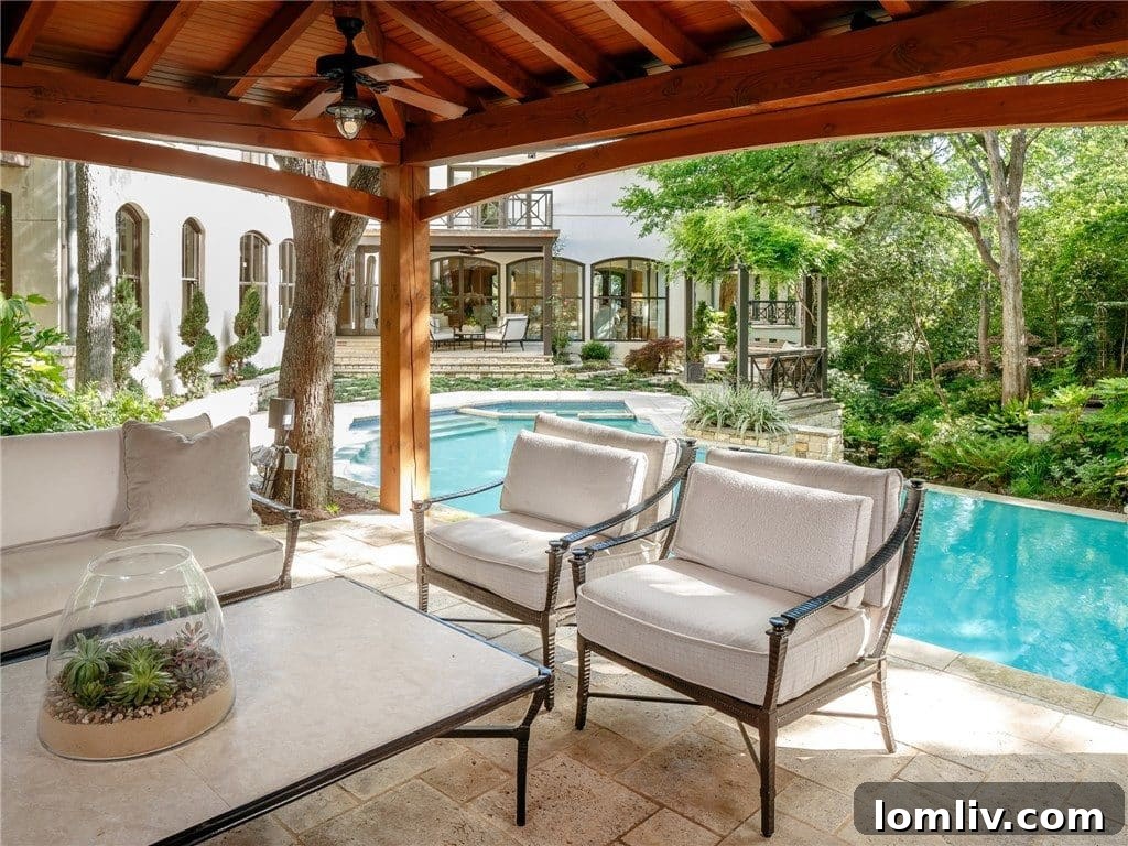 Lush Landscaping and Pathways in the Backyard Oasis