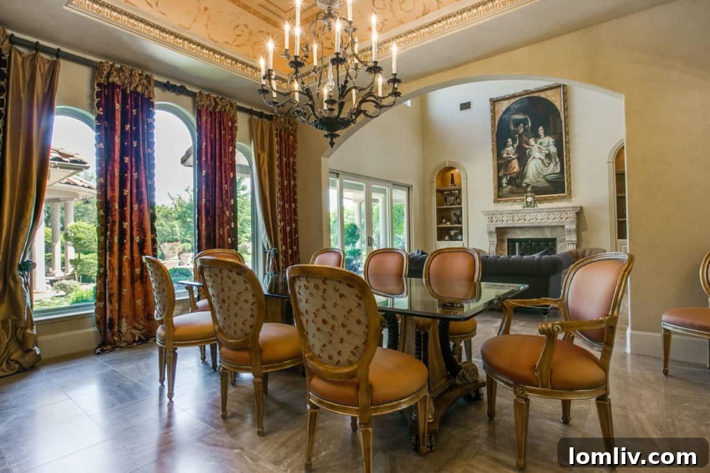 Aledo Ranch: Luxury Equestrian Haven on 20 Acres 4 Luxurious Living Room with Soaring Ceilings and Knotty Alder Floors