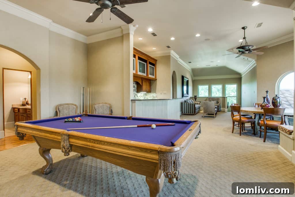 Aledo Ranch: Luxury Equestrian Haven on 20 Acres 9 Second Floor Game Room with Pool View and Terrain Vistas