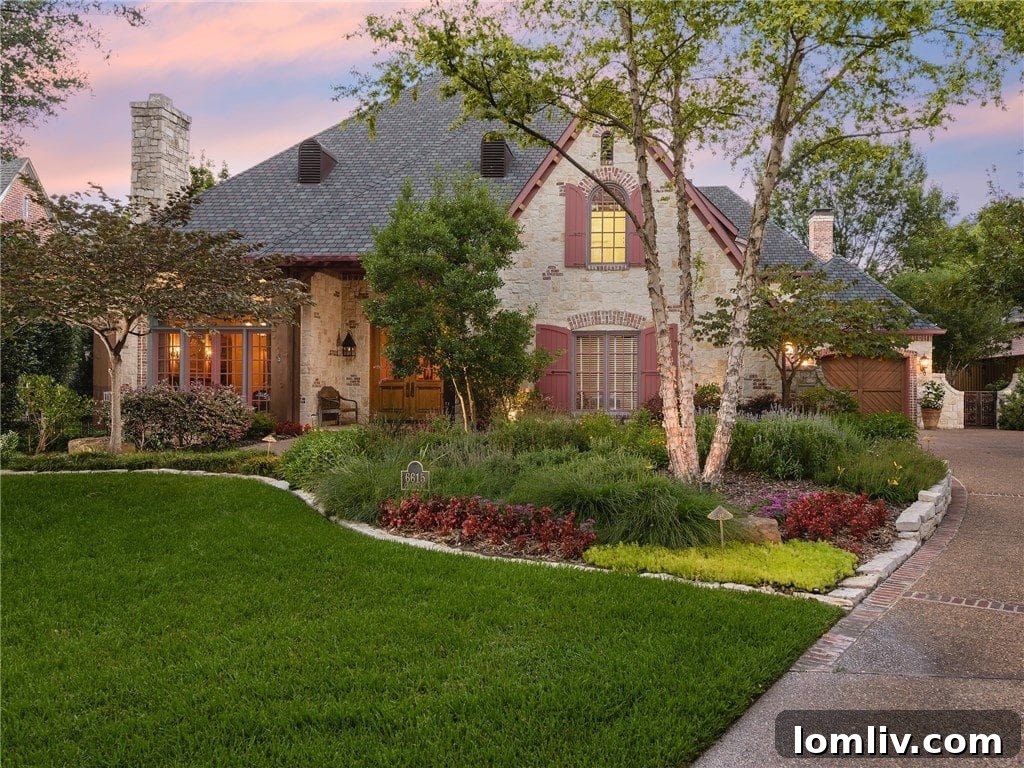 Luxurious exterior of 6615 Glendora, a prestige home in Preston Hollow, Dallas
