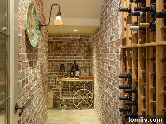 Charming wine cellar nook with brick detailing, perfect for connoisseurs