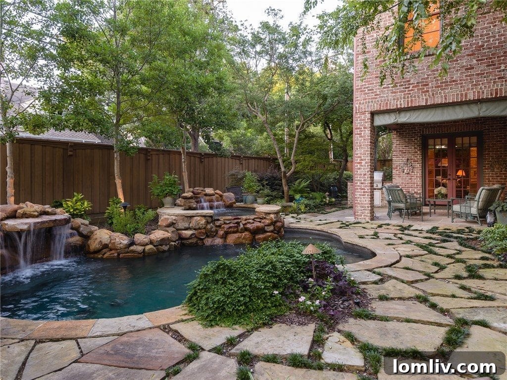Stunning saltwater pool with integrated spa and waterfall, a true backyard oasis