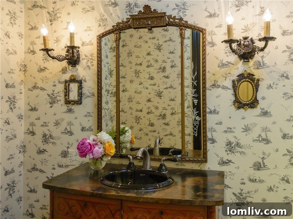 Luxurious powder room with exquisite finishes