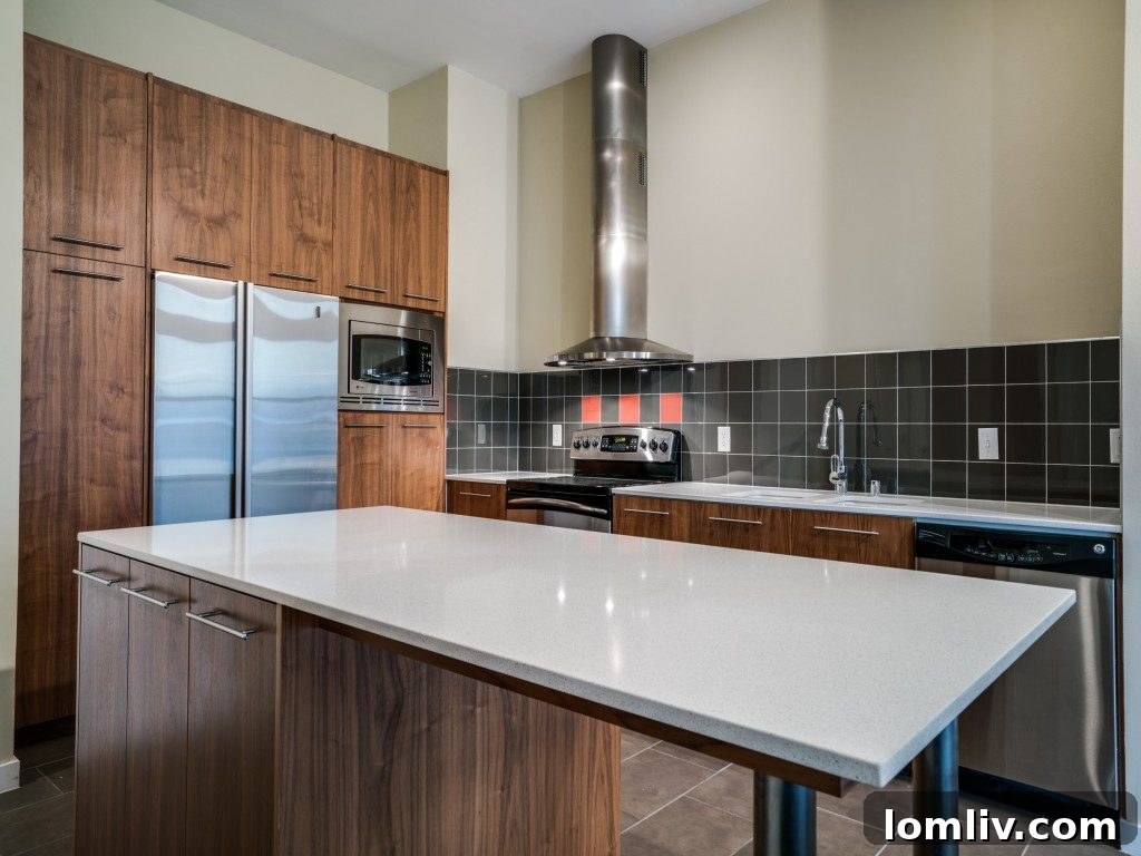Contemporary bathroom with sleek fixtures and ample counter space