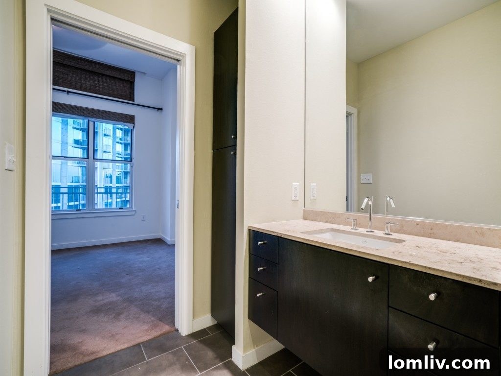 Dedicated home office or study area with natural light and built-in features