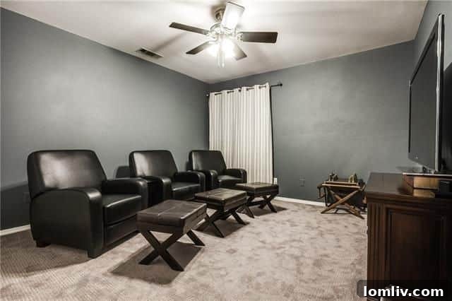 Full View of Covered Front Patio with Multiple Seating Zones 6411 Larmanda