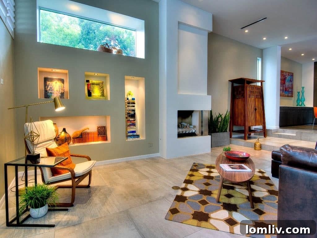 Spacious open-plan living and dining area with modern design