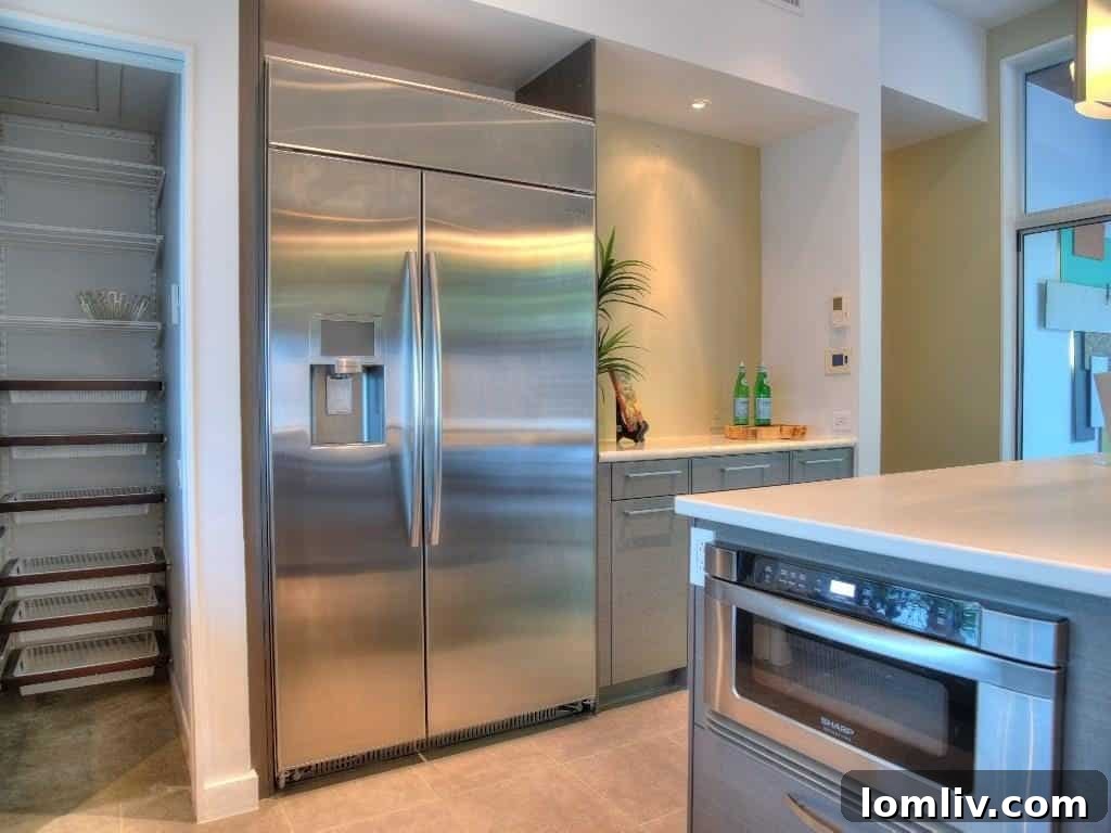 Modern kitchen with ample counter space and designer appliances