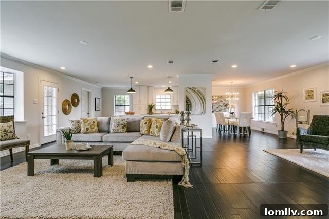 View of kitchen from dining area, showing open concept