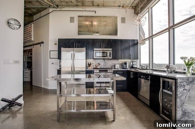 Cedars Condo Boasts Breathtaking Downtown Dallas Views 5 The Beat Lofts Unit 908 Sleek Kitchen
