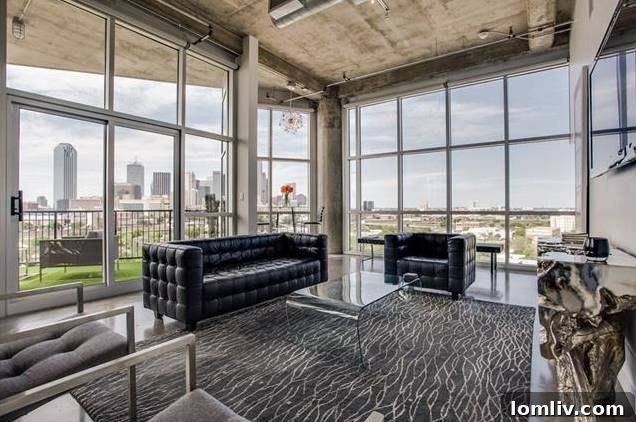 Cedars Condo Boasts Breathtaking Downtown Dallas Views 9 The Beat Lofts Unit 908 Spacious Living Area