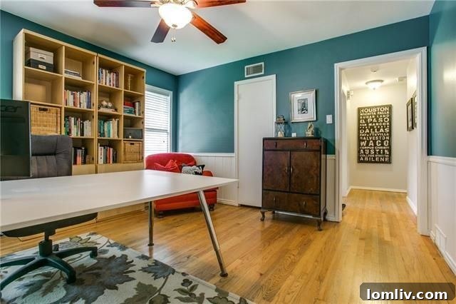 Spacious backyard with mature shade trees