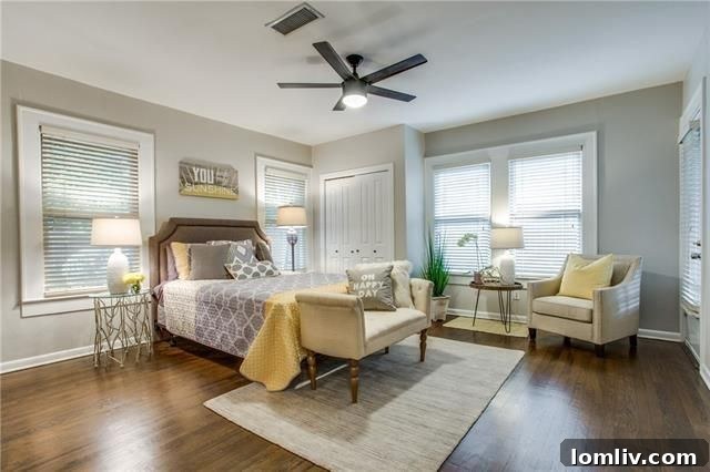 Spacious bedroom with ample natural light in the Craftsman home