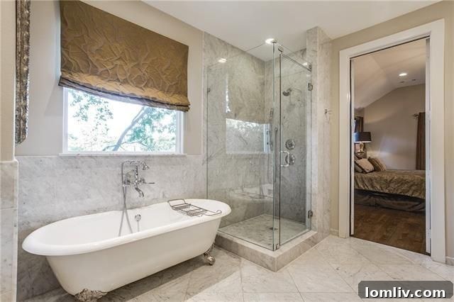 Spacious master bathroom in the contemporary Dalhart Ln residence