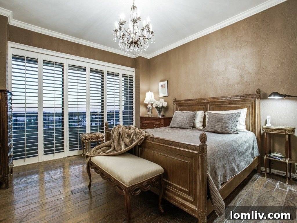 Elegant Master Bedroom with Custom Shutters in Warrington's Unit 11B