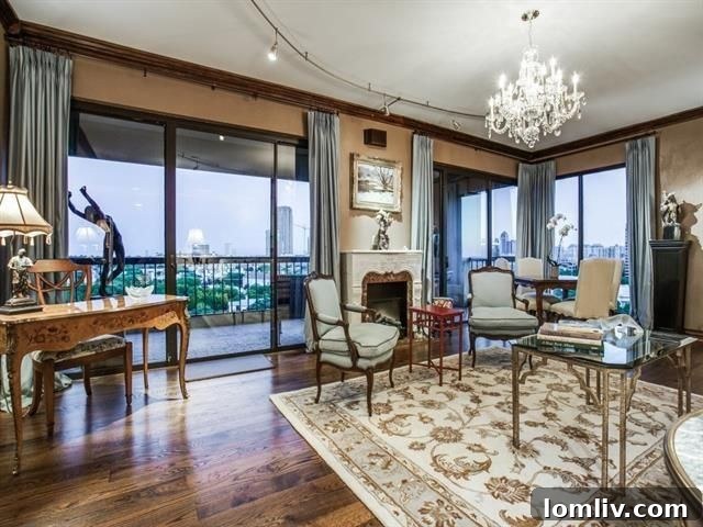 Spacious Living Room with Multiple Seating Areas and Art Lighting