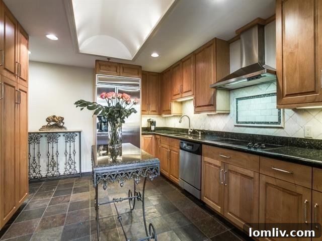 Gourmet Kitchen with Stainless Steel Appliances and Warm Wood Accents