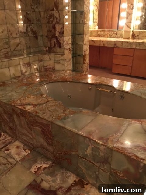 Master soaking tub in rare onyx