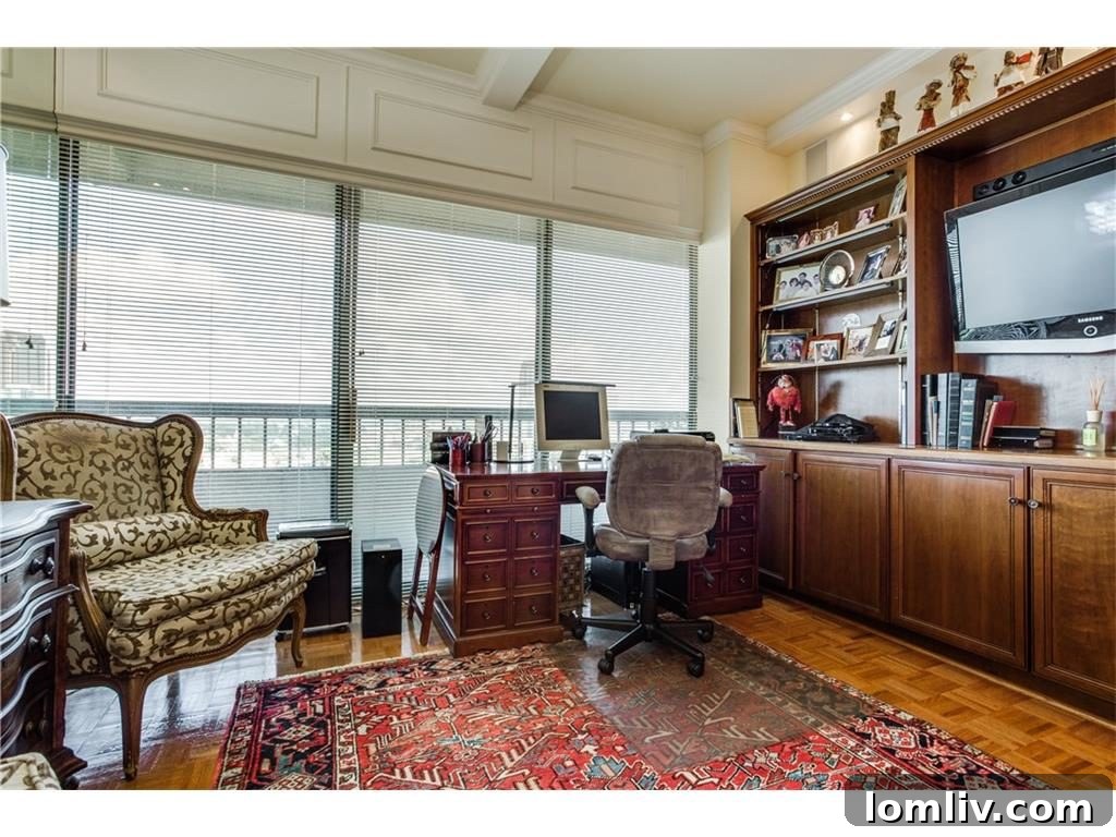 Guest Bedroom or Study with Built-ins and City Views