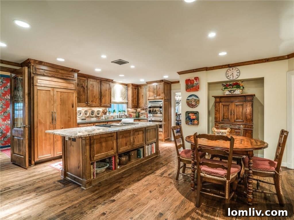 Inviting study or den with warm wood tones