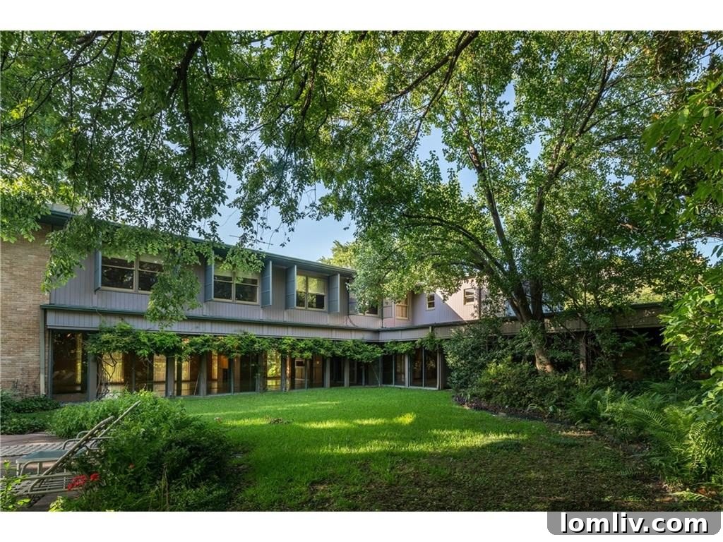 3756 Armstrong Avenue rear view, an O'Neil Ford designed luxury home in Highland Park