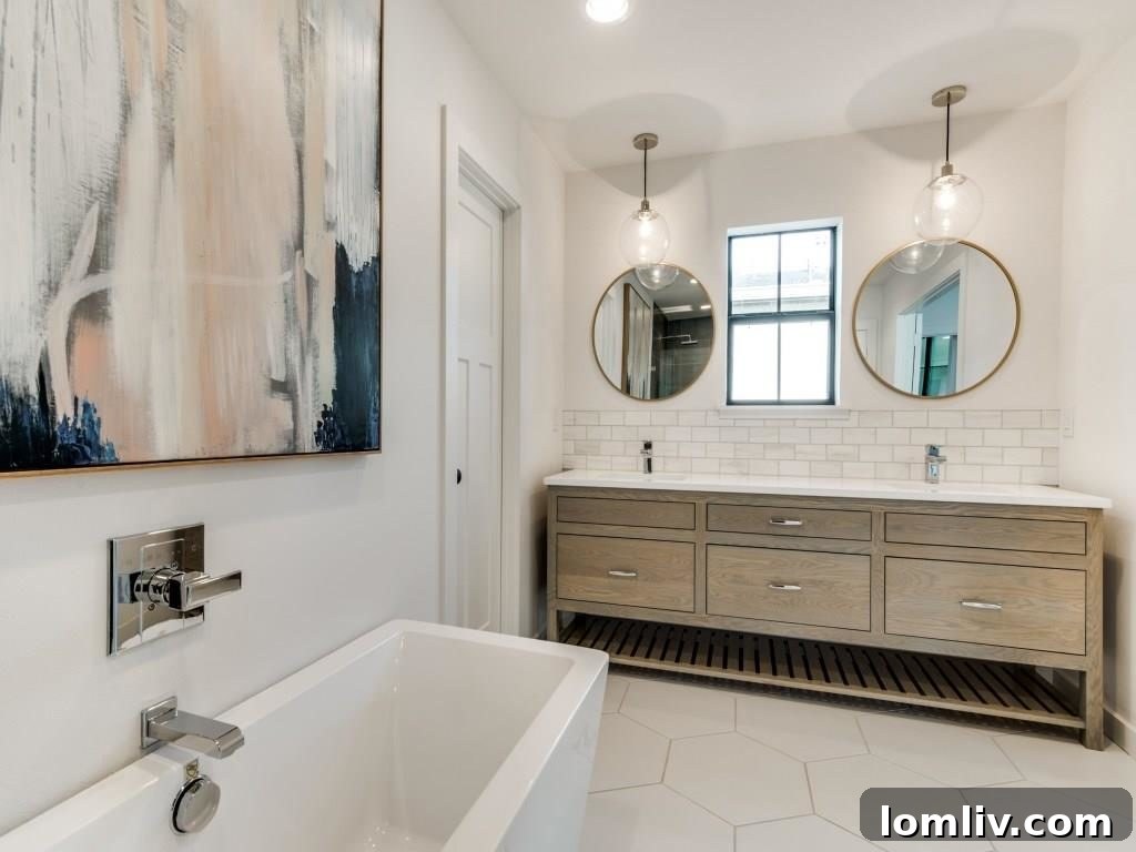 Luxurious Master Bathroom with Freestanding Tub and Double Vanity