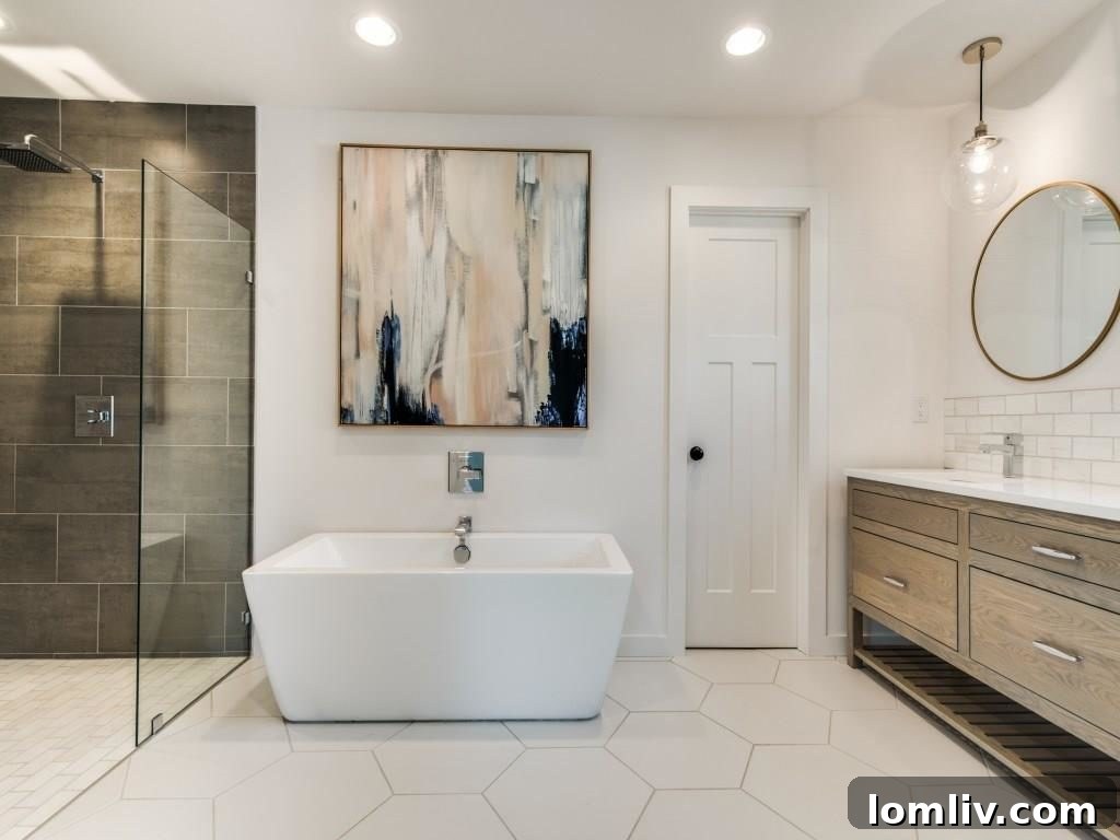 Spacious Walk-in Shower with Rain Head and Seamless Entry