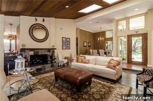 Radiant North Highlands Estate Steals the Show at Dallas Open Houses This Weekend 24 Bright and spacious living room with vaulted wood ceiling at 6935 Echo Bluff Dr.