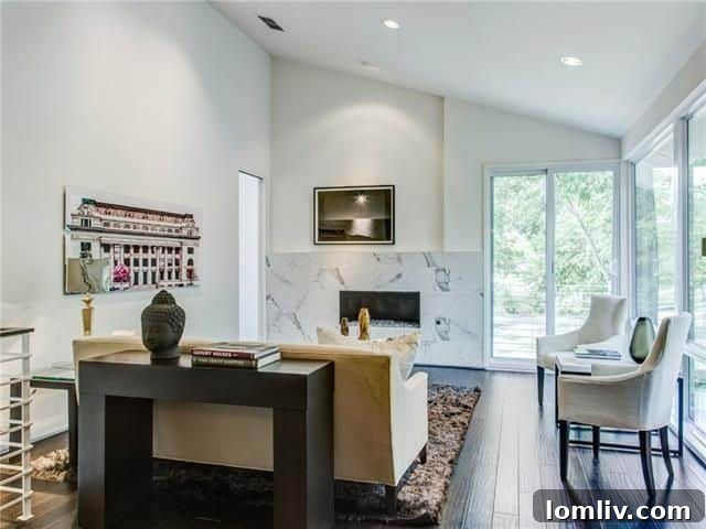 Radiant North Highlands Estate Steals the Show at Dallas Open Houses This Weekend 9 Open concept living space with high ceilings and hardwood floors at 4711 Live Oak St. Unit 1